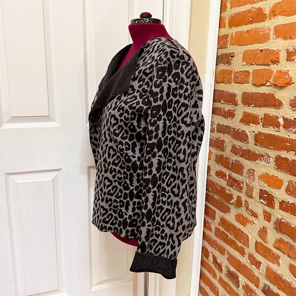 NWOT Jones New York Reversible Leopard Print & Black Wool Felt Jacket - Picture 11 of 11